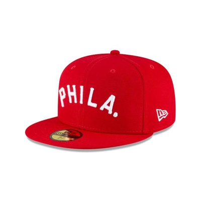 Red Philadelphia Phillies Hat - New Era MLB Ligature 59FIFTY Fitted Caps USA2938150